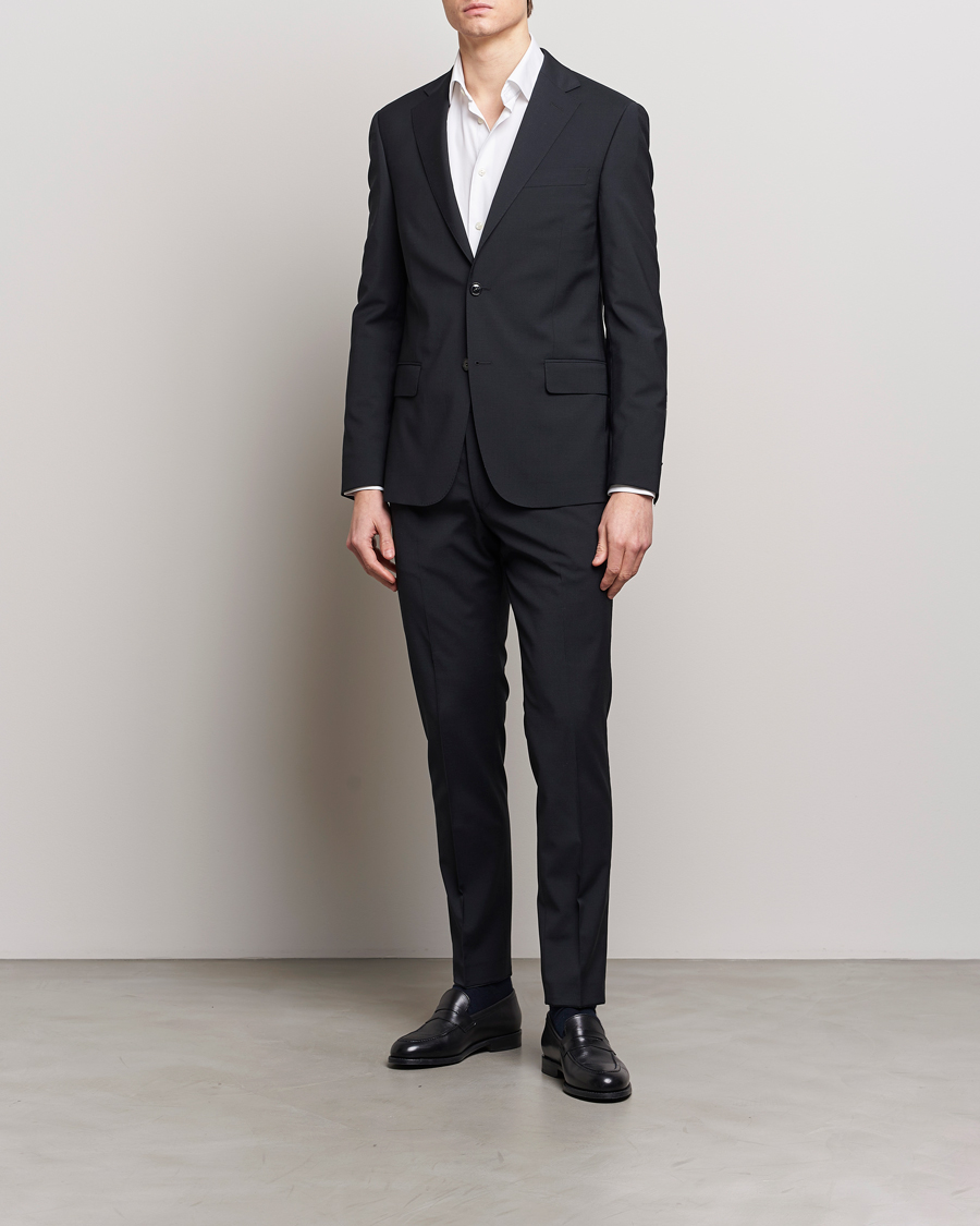 Men | Blazers | Oscar Jacobson | Edmund Wool Stretch Blazer Black