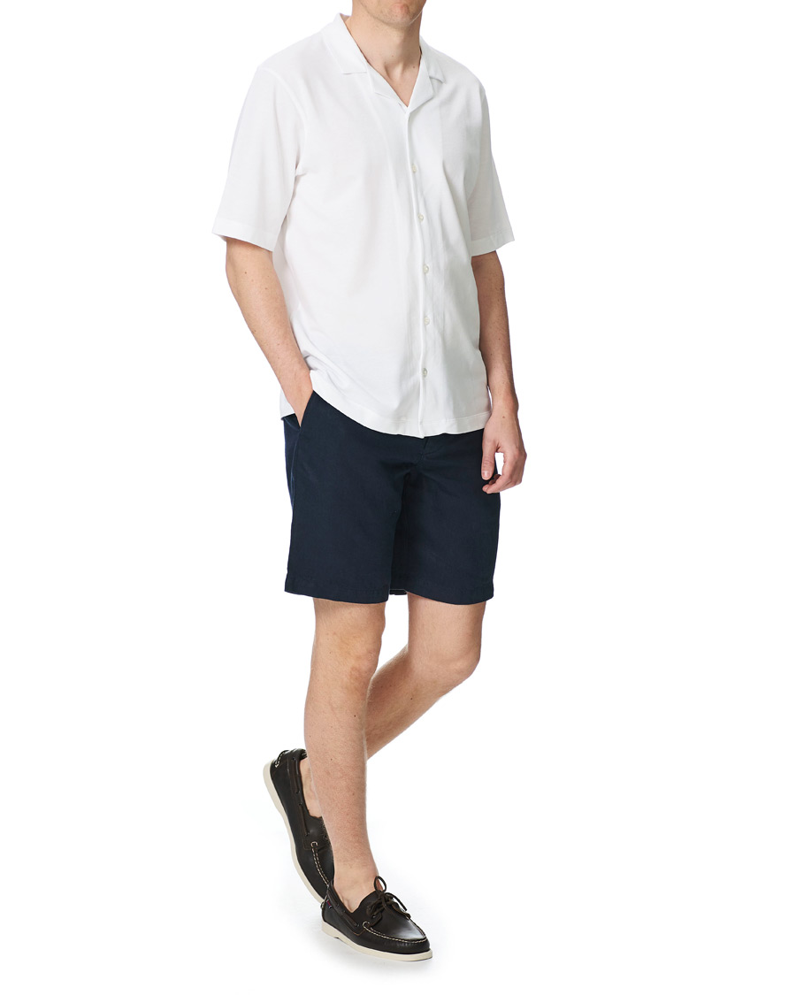 Men | Shirts | Sunspel | Short Sleeve Pique Shirt White
