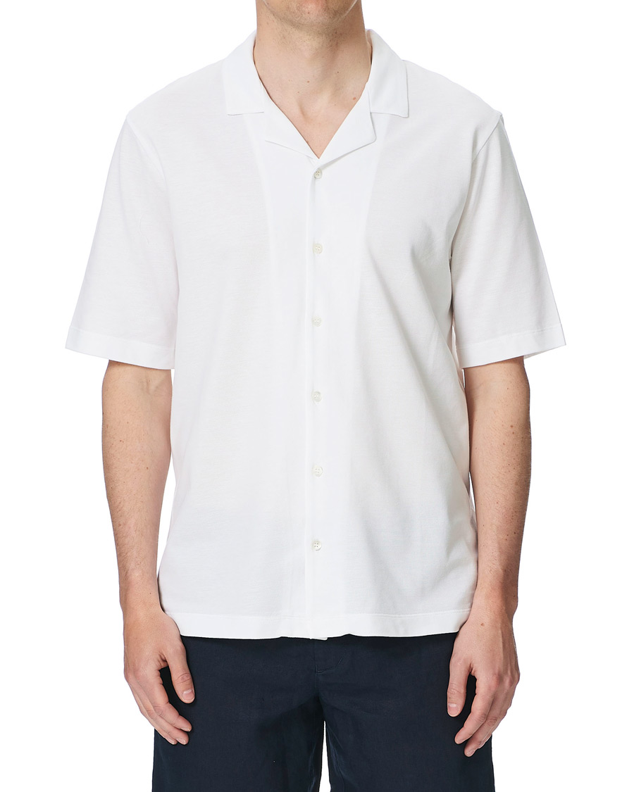 Men | Shirts | Sunspel | Short Sleeve Pique Shirt White