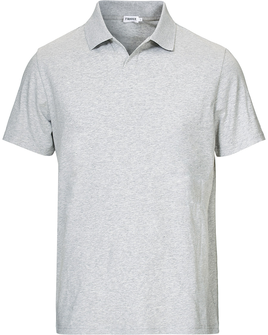 Men | Polo Shirts | Filippa K | Soft Lycra Polo T-Shirt Light Grey Melange