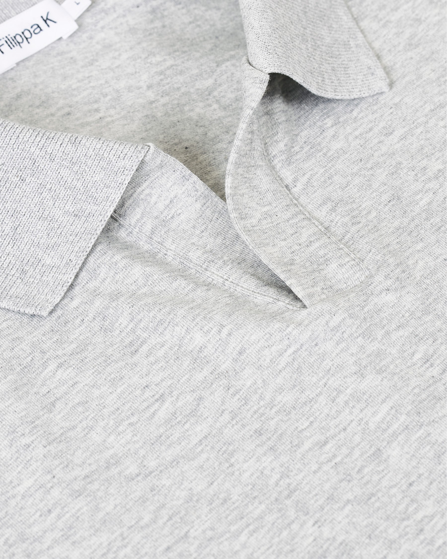 Men | Polo Shirts | Filippa K | Soft Lycra Polo T-Shirt Light Grey Melange