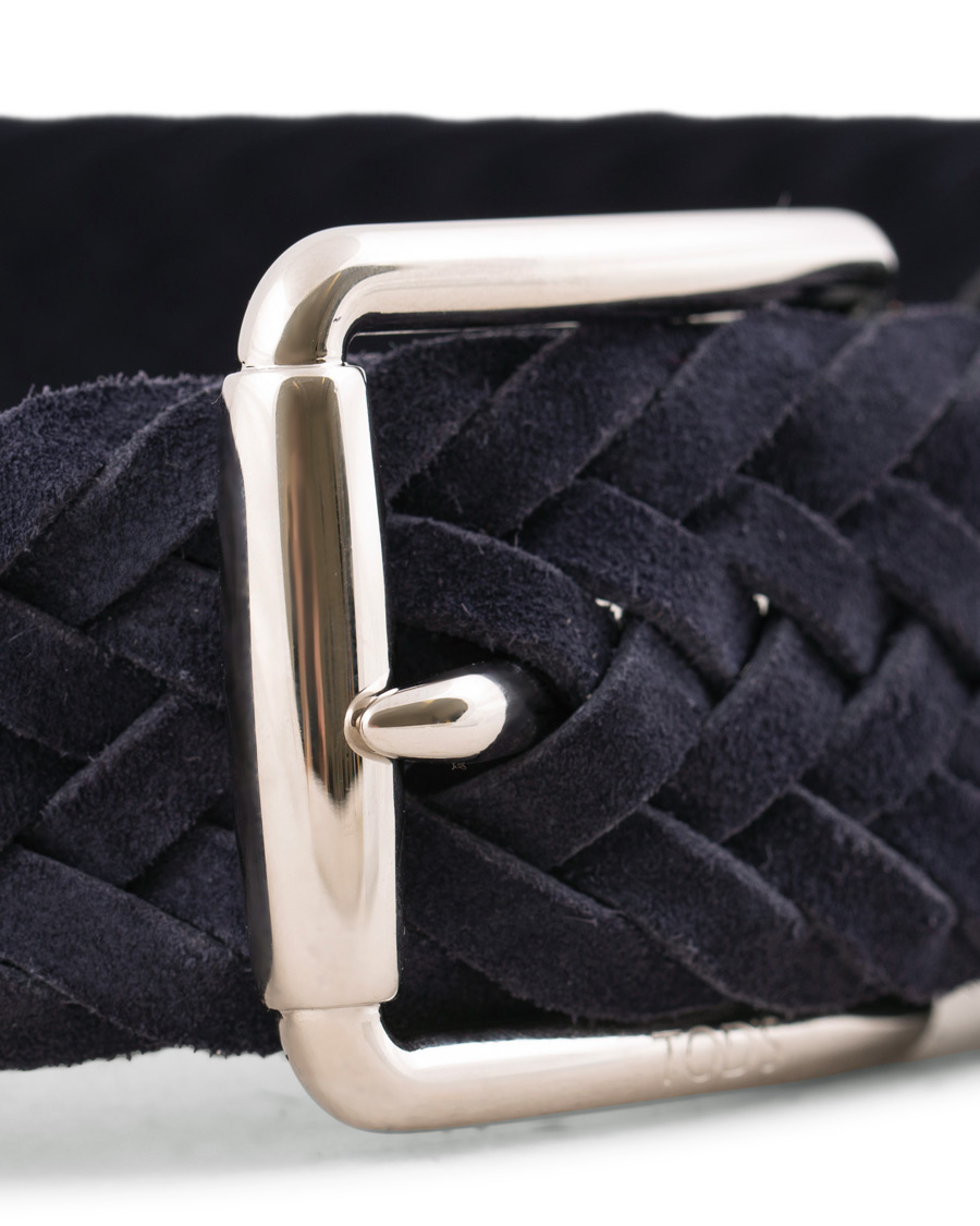 Men | Tod's Intreccio Woven Belt Midnight Blue Suede | Tod's | Intreccio Woven Belt Midnight Blue Suede