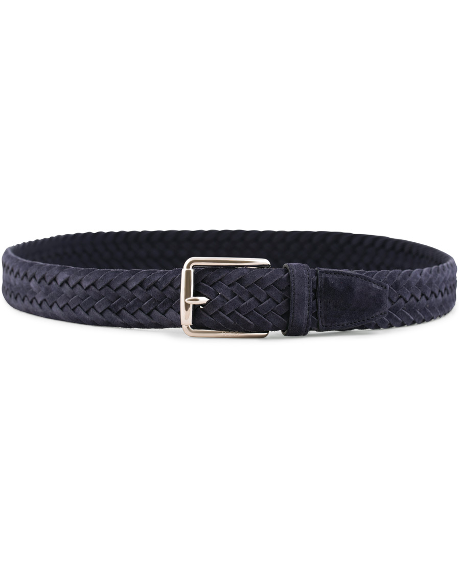 Men | Tod's Intreccio Woven Belt Midnight Blue Suede | Tod's | Intreccio Woven Belt Midnight Blue Suede