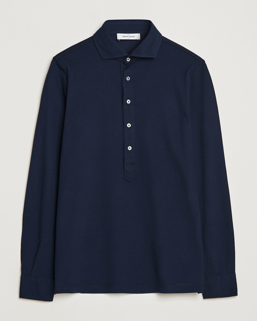 Men | Shirts | Gran Sasso | Popover Shirt Navy