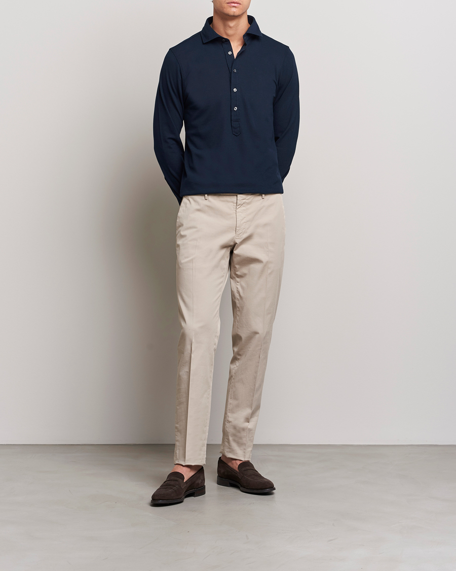 Men | Shirts | Gran Sasso | Popover Shirt Navy