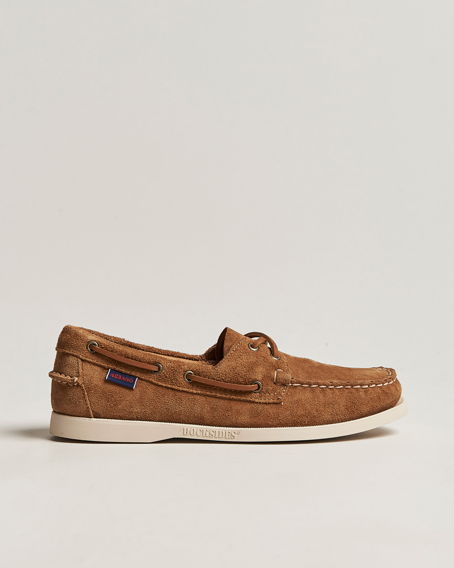 Men | Boat Shoes | Sebago | Docksides Suede Boat Shoe Brown Cognac