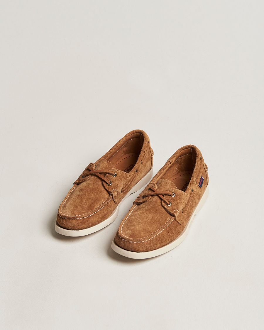 Men | Boat Shoes | Sebago | Docksides Suede Boat Shoe Brown Cognac