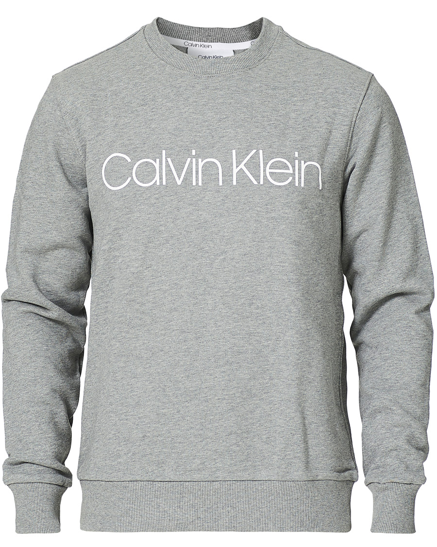 Men | Sweaters & Knitwear | Calvin Klein | Front Logo Sweatshirt Mid Grey Heather
