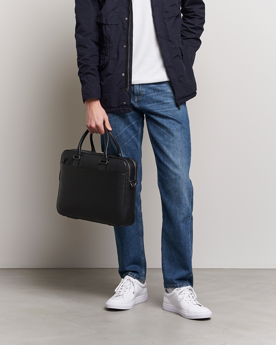 Men | Bags | Tiger of Sweden | Burin Grained Leather Breifcase Black