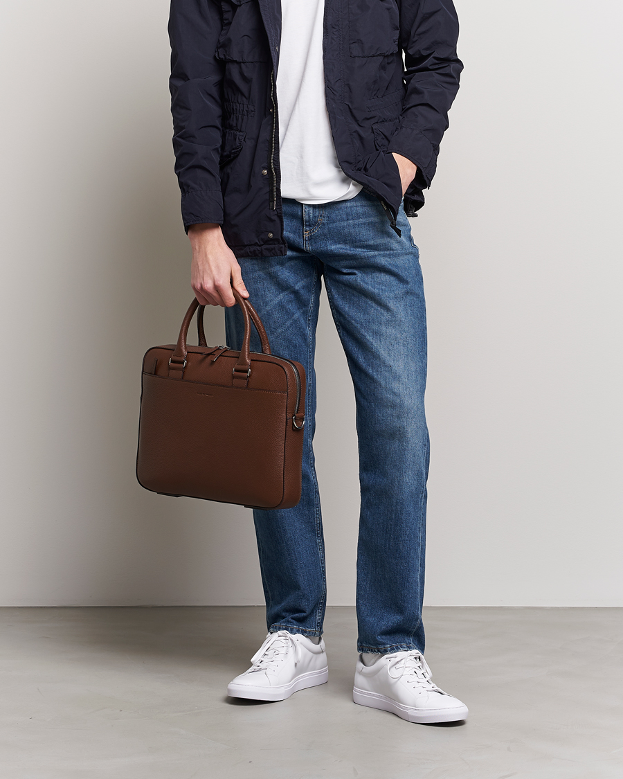 Men | Bags | Tiger of Sweden | Bosun Grained Leather Briefcase Brown