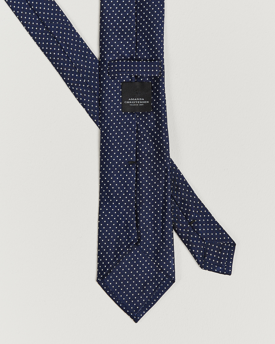 Men | Ties | Amanda Christensen | Micro Dot Classic Tie 8 cm Navy/White