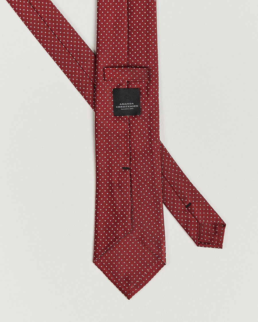 Men | Ties | Amanda Christensen | Micro Dot Classic Tie 8 cm Wine/White