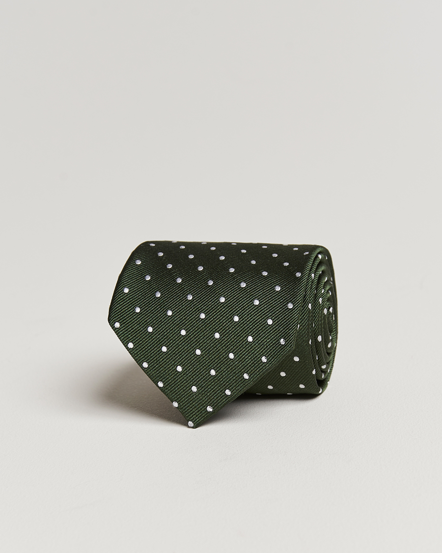 Men | Ties | Amanda Christensen | Dot Classic Tie 8 cm Green/White