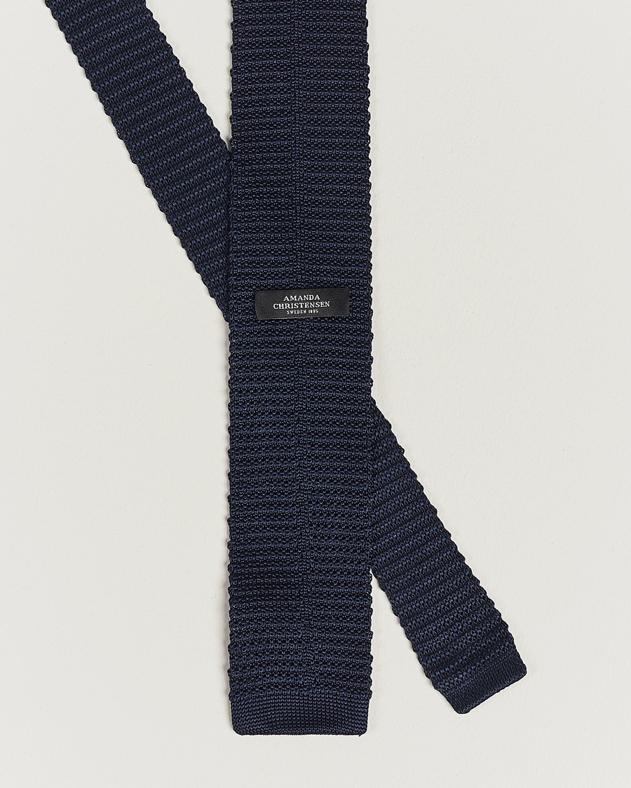 Men | Ties | Amanda Christensen | Knitted Silk Tie 6 cm Navy
