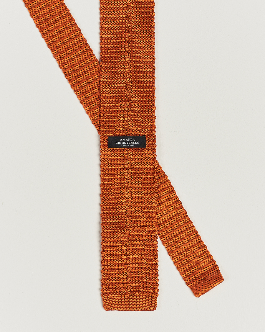 Men | Ties | Amanda Christensen | Knitted Silk Tie 6 cm Orange
