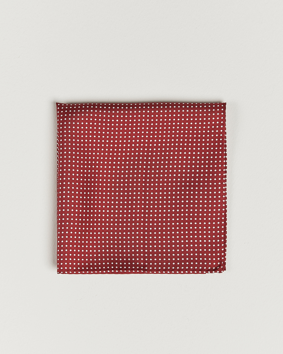 Men | Pocket Squares | Amanda Christensen | Handkerchief Dot Silk Wine Red