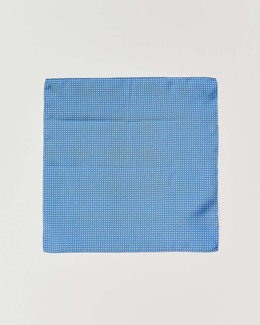 Men | Pocket Squares | Amanda Christensen | Handkerchief Dot Silk Sky Blue