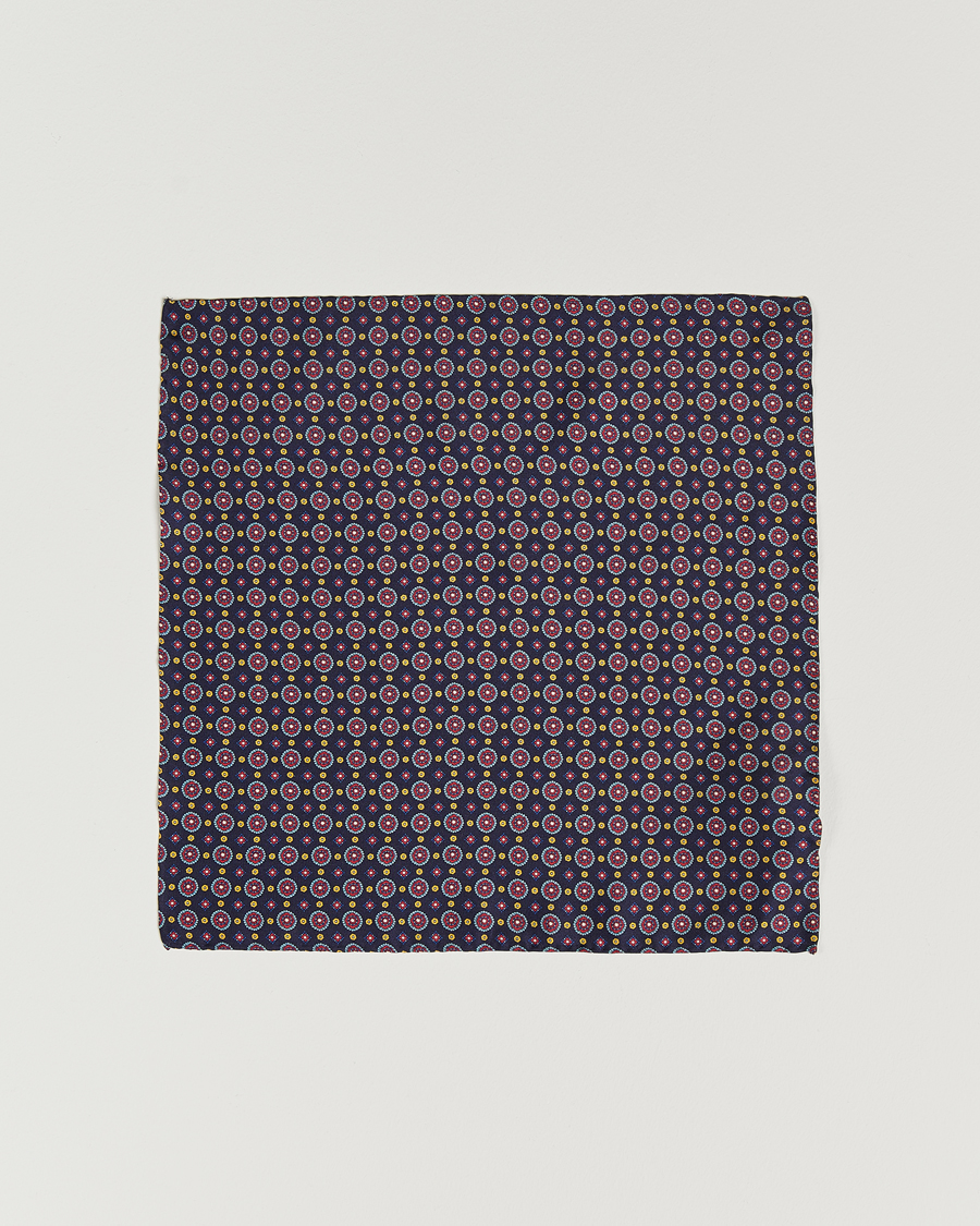 Men | Pocket Squares | Amanda Christensen | Medallion Silk Pocket Square Navy