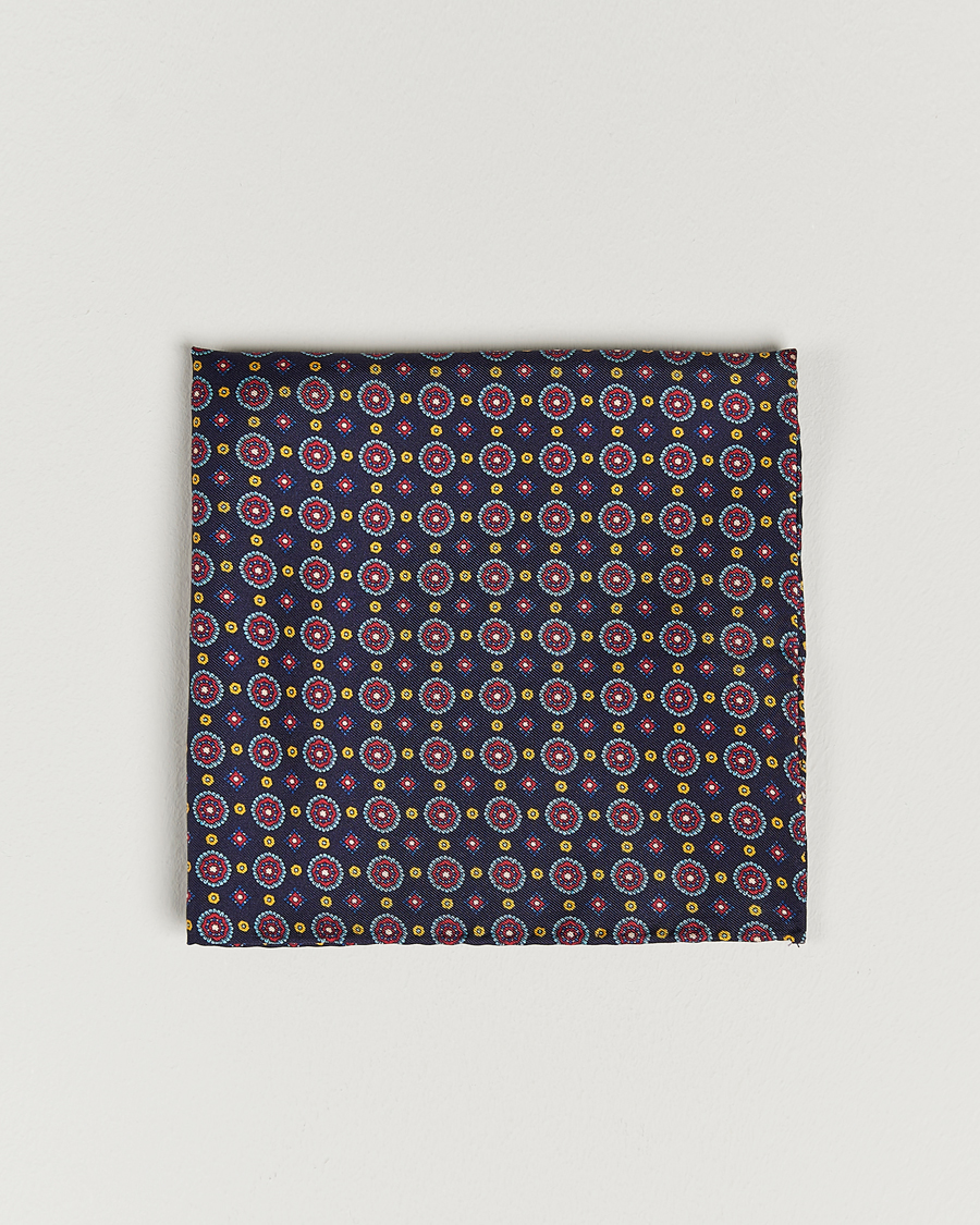 Men | Pocket Squares | Amanda Christensen | Medallion Silk Pocket Square Navy