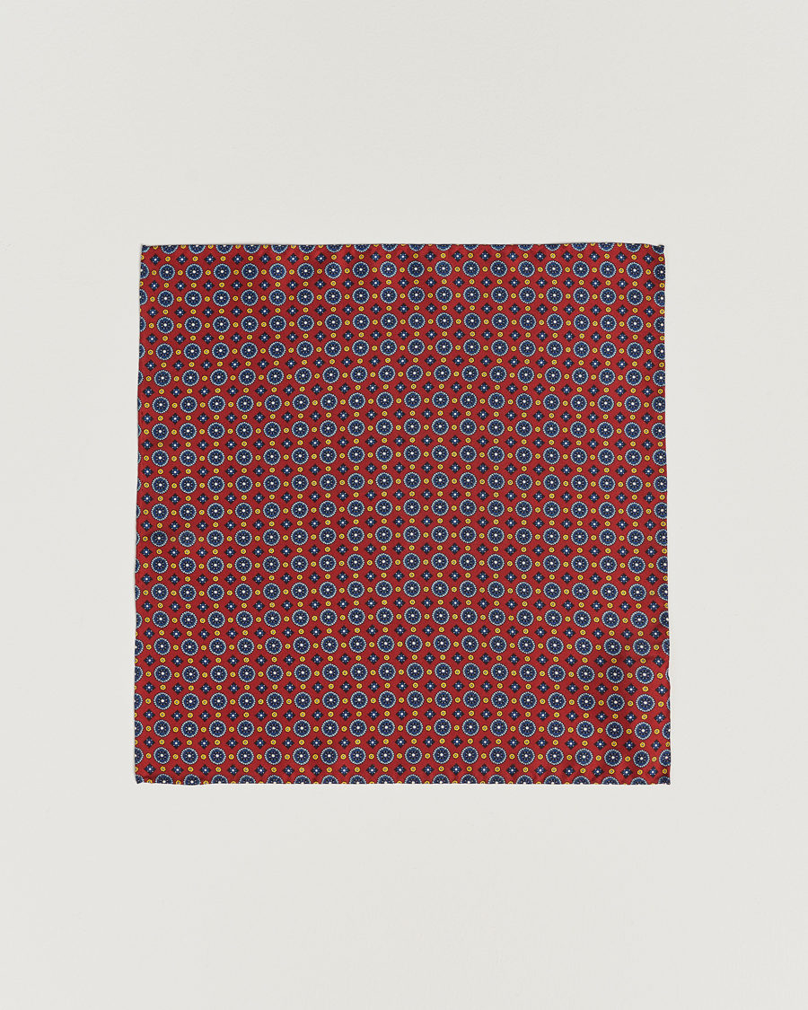 Men | Pocket Squares | Amanda Christensen | Medallion Silk Pocket Square Wine Red