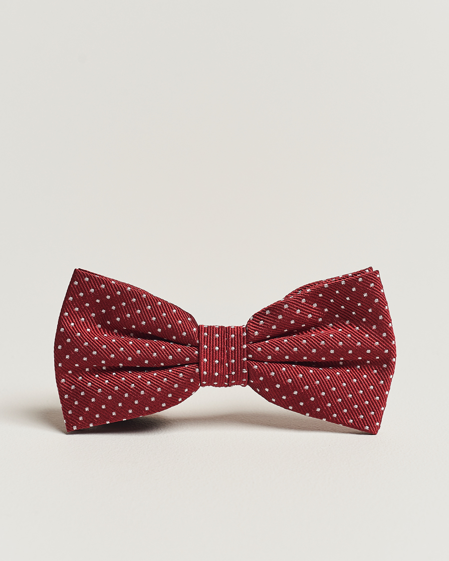 Men | Amanda Christensen Micro Dot Pre Tie Silk Wine Red | Amanda Christensen | Micro Dot Pre Tie Silk Wine Red