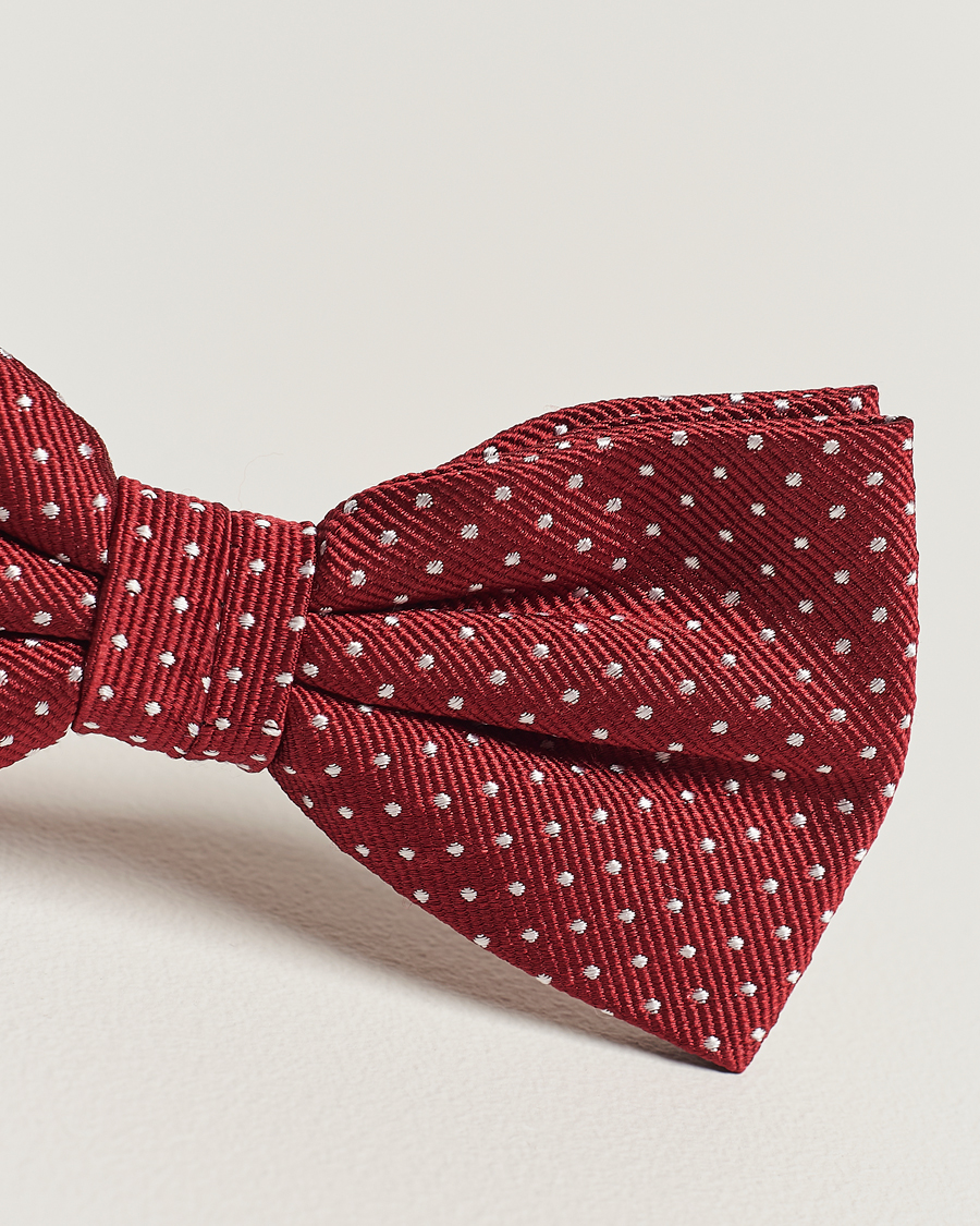 Men | Amanda Christensen Micro Dot Pre Tie Silk Wine Red | Amanda Christensen | Micro Dot Pre Tie Silk Wine Red