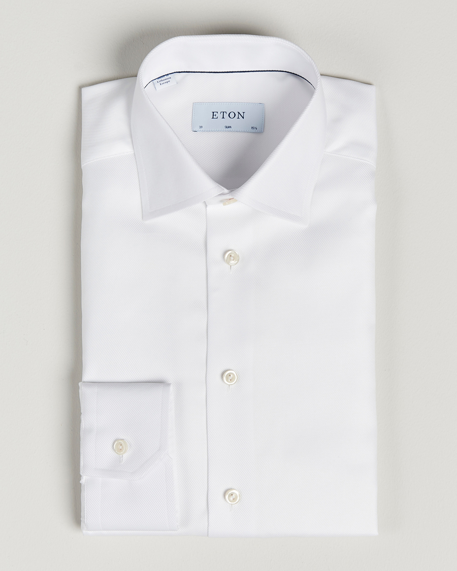 Men | Shirts | Eton | Slim Fit Textured Twill Shirt White