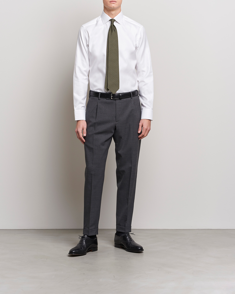 Men | Shirts | Eton | Slim Fit Textured Twill Shirt White