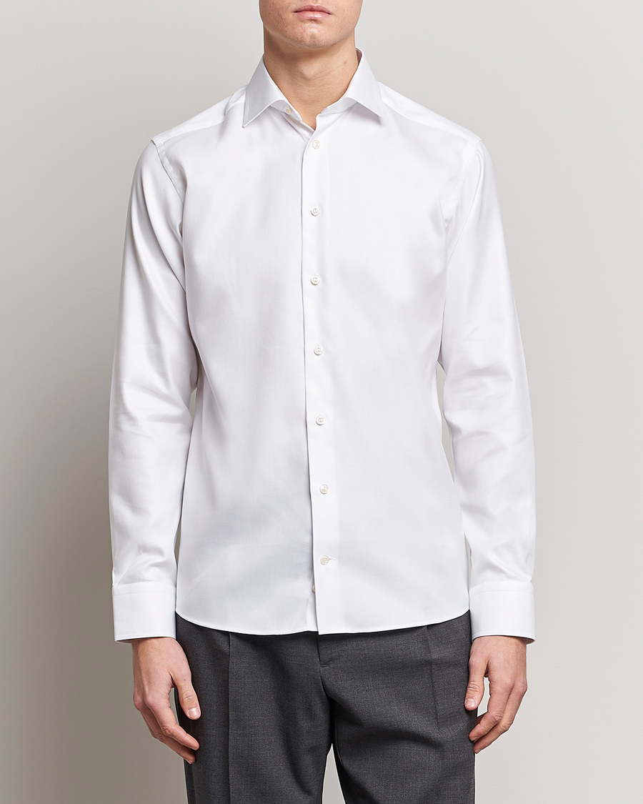 Men | Shirts | Eton | Slim Fit Textured Twill Shirt White