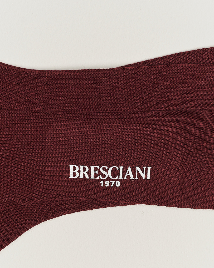 Men | Underwear & Socks | Bresciani | Wool/Nylon Ribbed Short Socks Burgundy