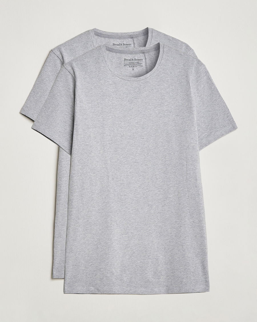Men | T-Shirts | Bread & Boxers | 2-Pack Crew Neck Tee Grey Melange