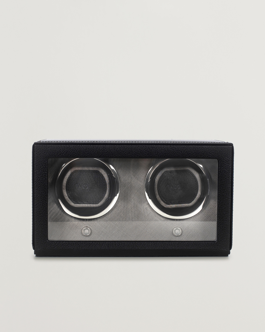 Men | Watch & Jewellery Boxes | WOLF | Cub Double Winder With Cover Black