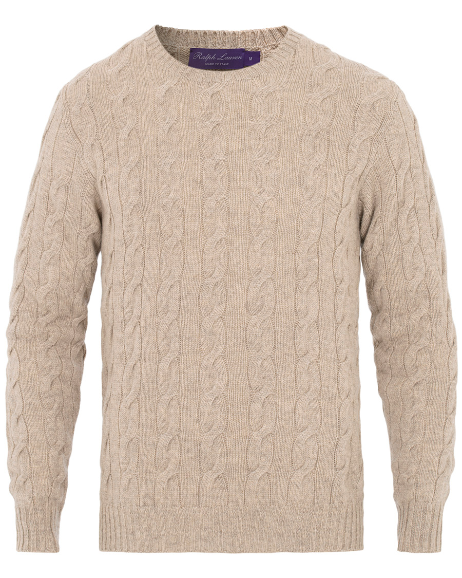 Men | Sweaters & Knitwear | Ralph Lauren Purple Label | Cashmere Cable Knit Oat Melange