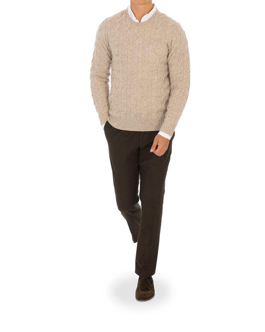 Men | Sweaters & Knitwear | Ralph Lauren Purple Label | Cashmere Cable Knit Oat Melange