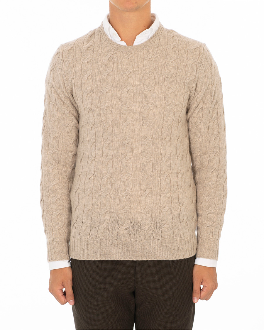 Men | Sweaters & Knitwear | Ralph Lauren Purple Label | Cashmere Cable Knit Oat Melange
