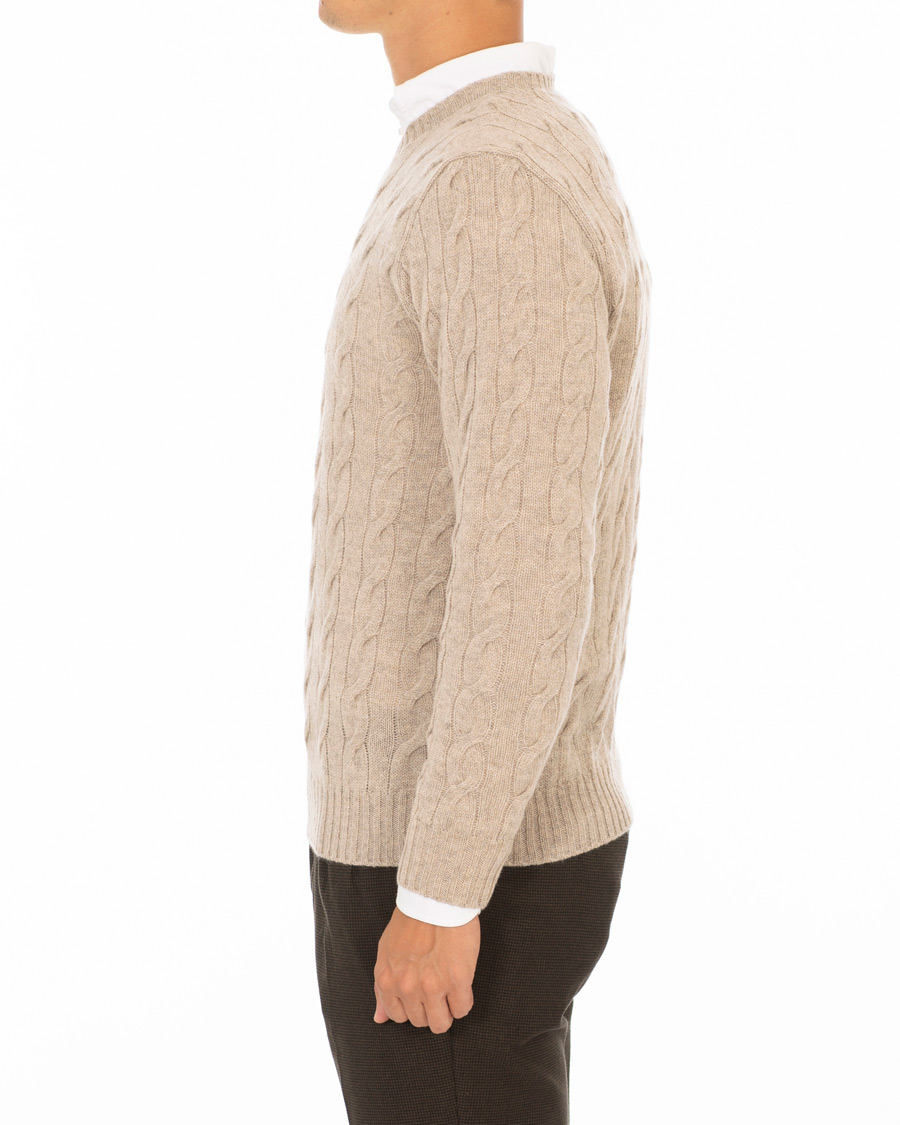 Men | Sweaters & Knitwear | Ralph Lauren Purple Label | Cashmere Cable Knit Oat Melange