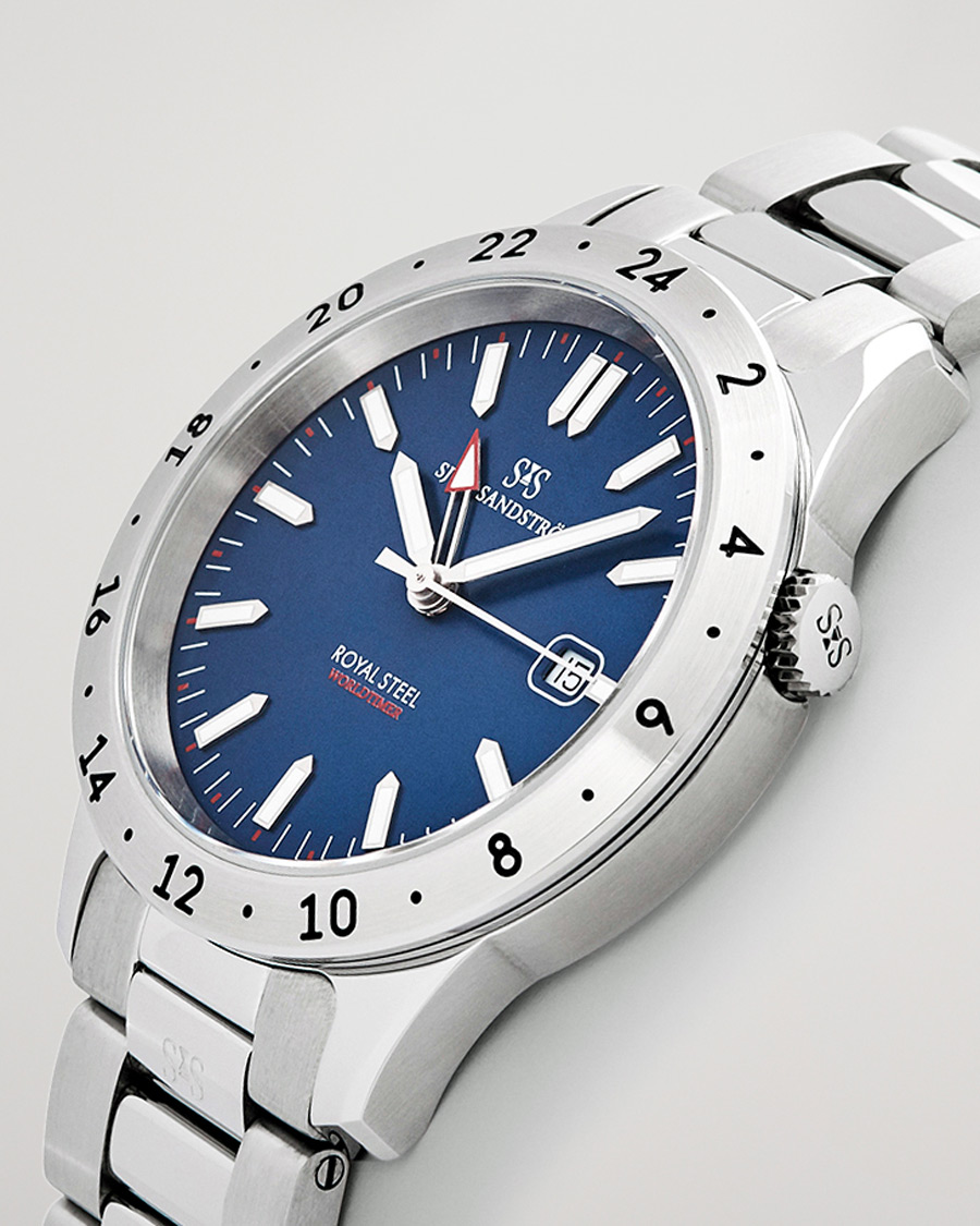 Men | Sjöö Sandström Royal Steel Worldtimer 41mm Blue with Steel | Sjöö Sandström | Royal Steel Worldtimer 41mm Blue with Steel