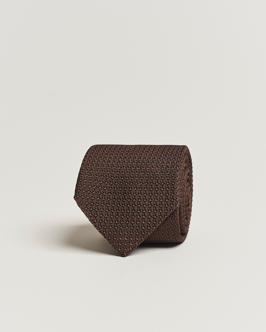 Men | Ties | Amanda Christensen | Silk Grenadine 8 cm Tie Brown