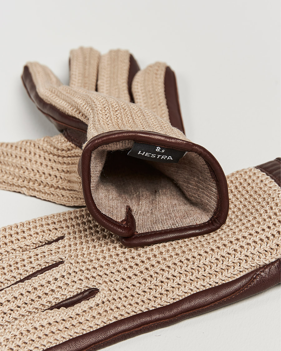 Men | Gloves | Hestra | Adam Crochet Wool Lined Glove Chestnut/Beige