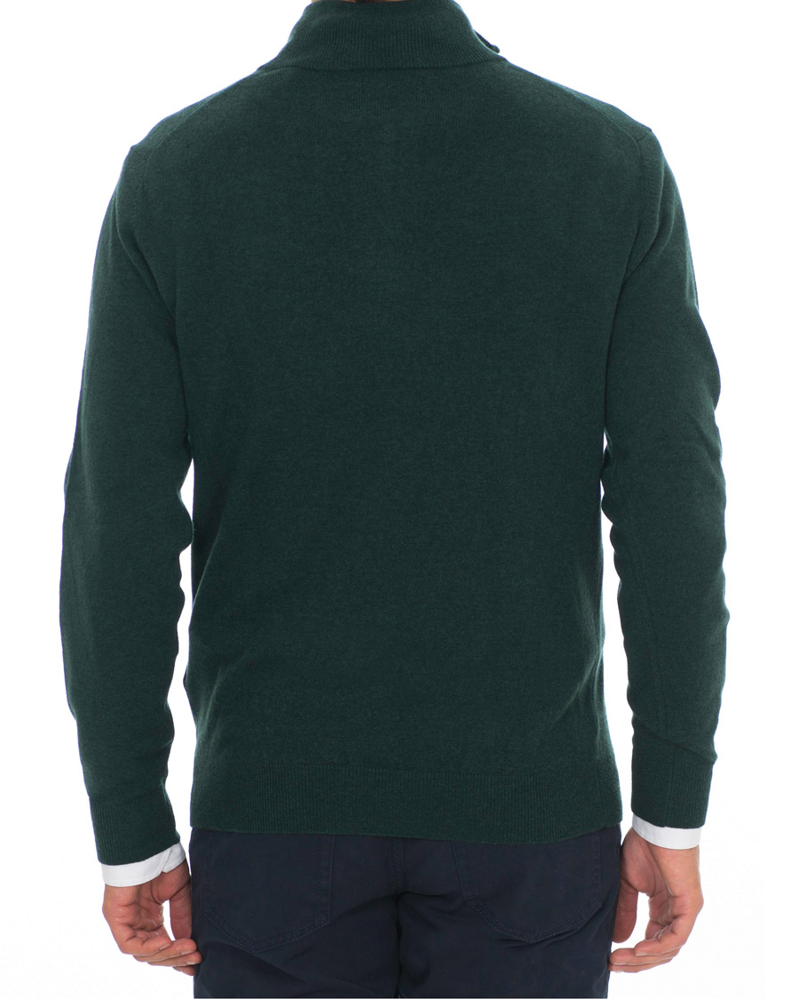 Men | Sweaters & Knitwear | GANT | Lambswool Half Zip Tartan Green