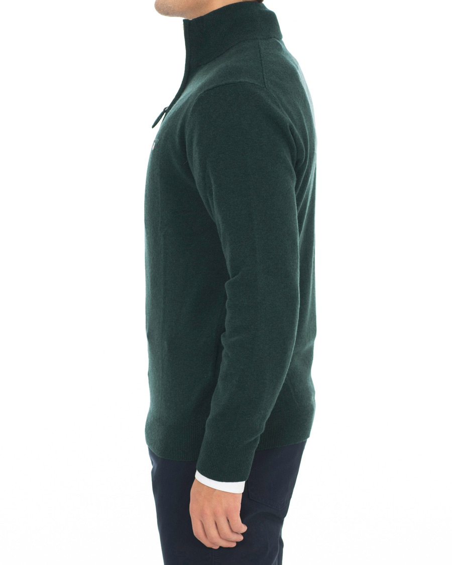 Men | Sweaters & Knitwear | GANT | Lambswool Half Zip Tartan Green