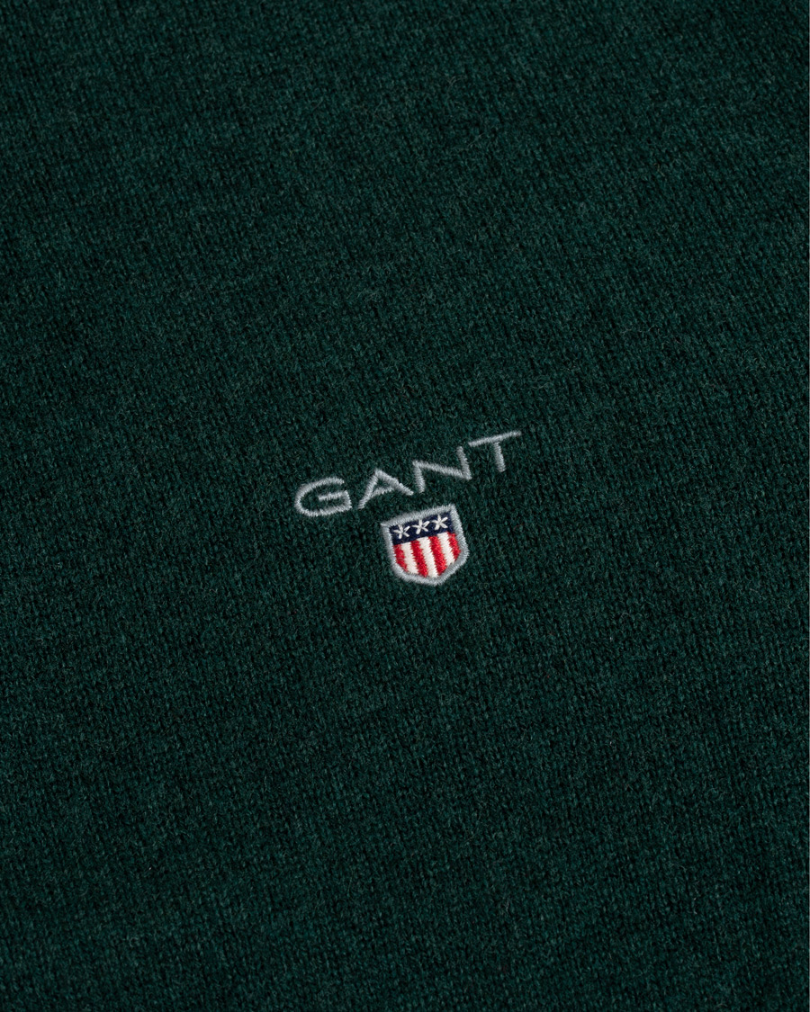 Men | Sweaters & Knitwear | GANT | Lambswool Half Zip Tartan Green