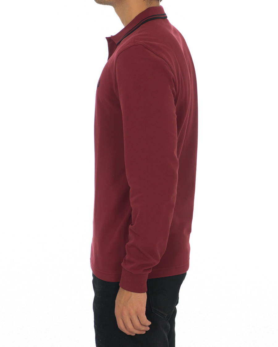 Men | Sweaters & Knitwear | Fred Perry | Slim Fit Long Sleeve Polo Twin Tip Wine Red