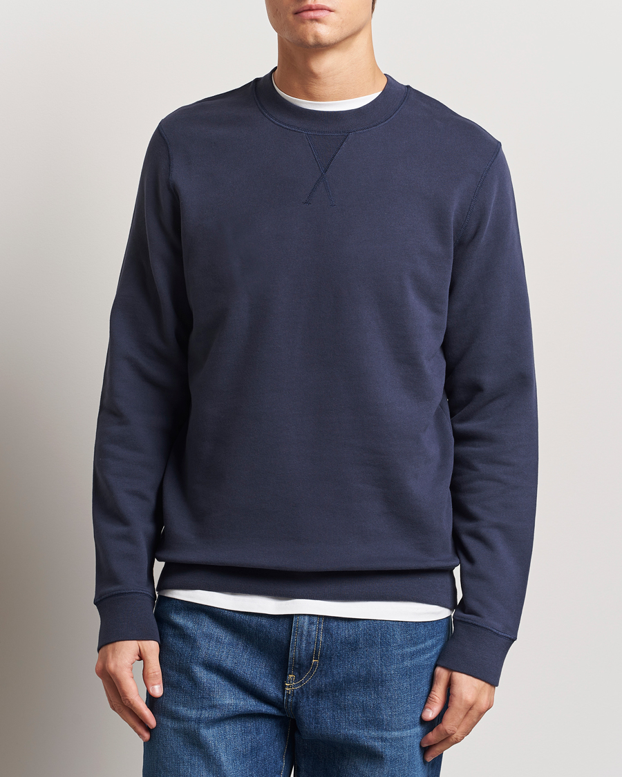 Men | Sweaters & Knitwear | Sunspel | Loopback Sweatshirt Navy