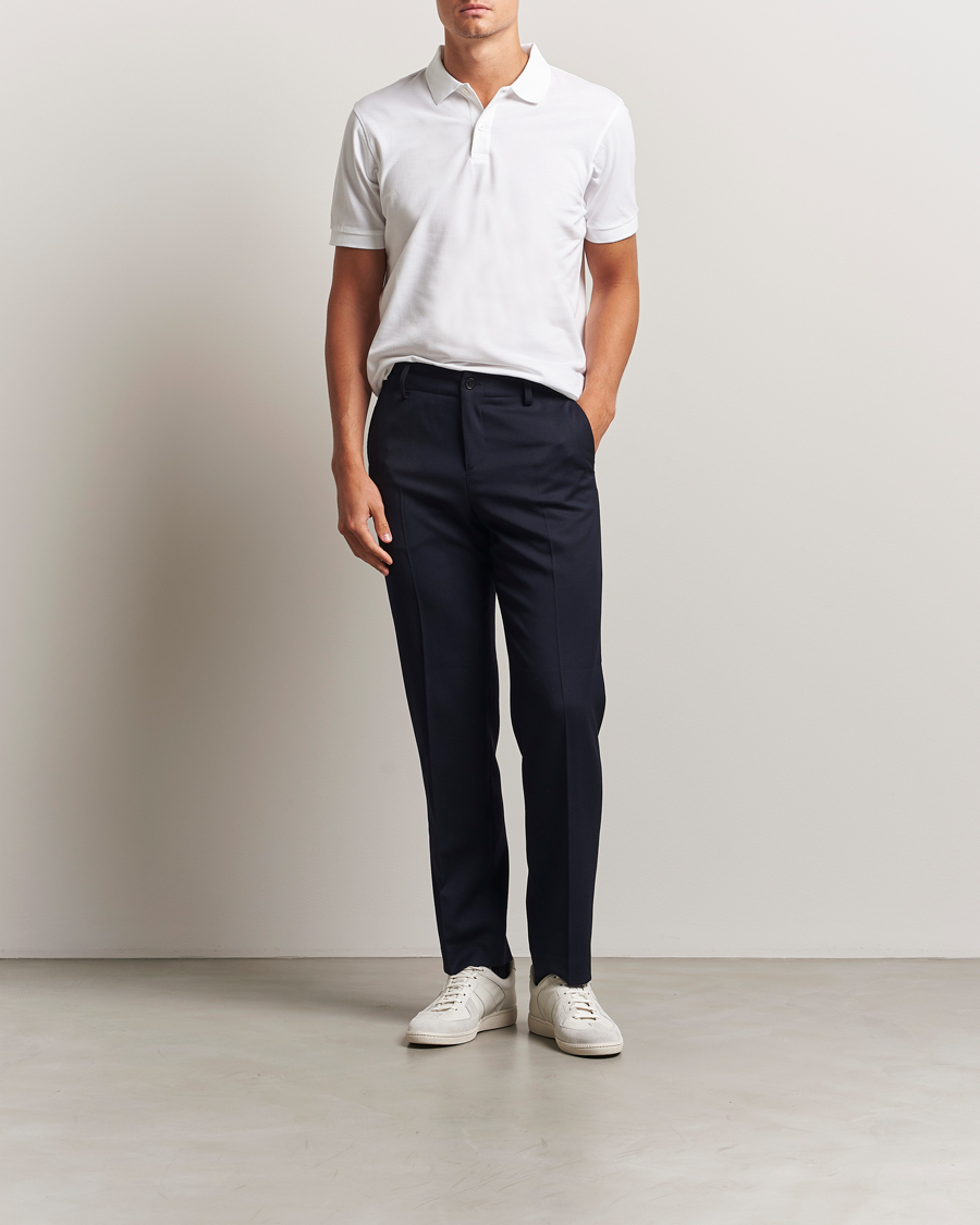 Men | Polo Shirts | Sunspel | Short Sleeve Pique Polo White