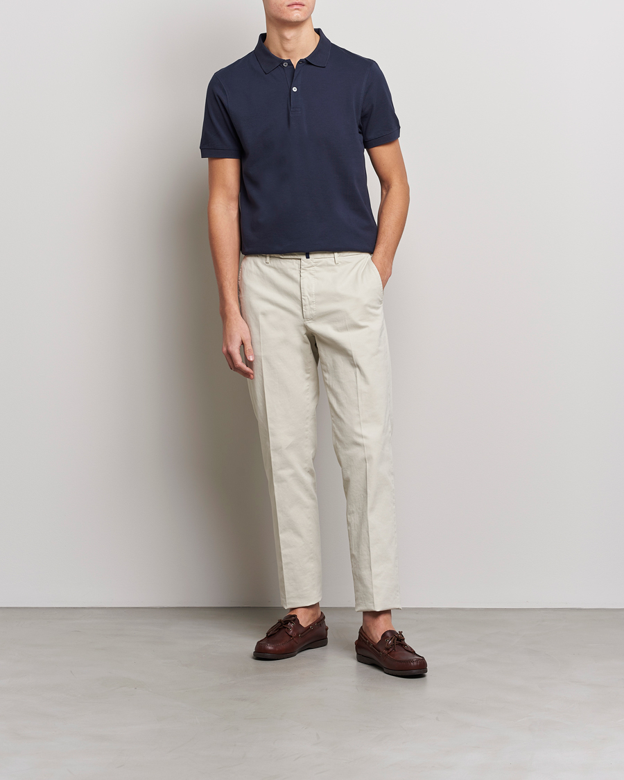 Men | Polo Shirts | Sunspel | Short Sleeve Pique Polo Navy