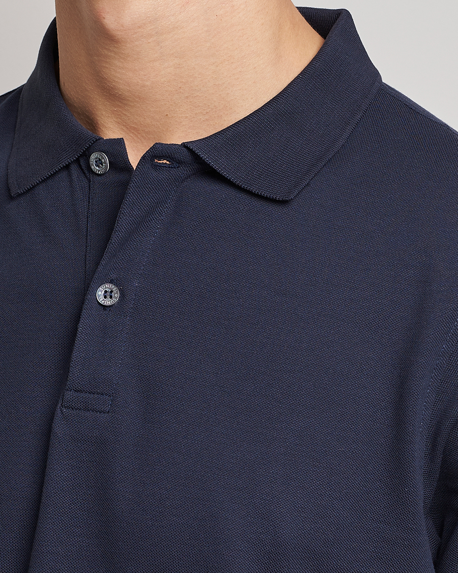 Men | Polo Shirts | Sunspel | Short Sleeve Pique Polo Navy