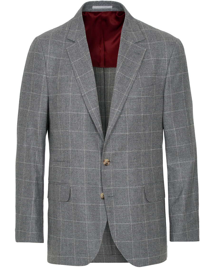 Men | Blazers | Brunello Cucinelli | Windowpane Check Blazer Light Grey