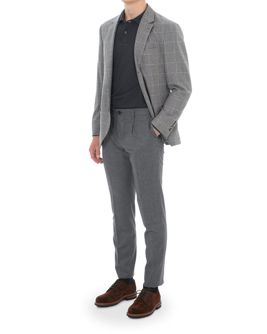 Men | Blazers | Brunello Cucinelli | Windowpane Check Blazer Light Grey
