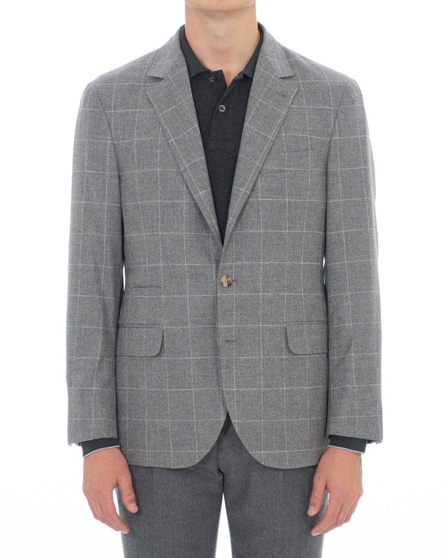 Men | Blazers | Brunello Cucinelli | Windowpane Check Blazer Light Grey